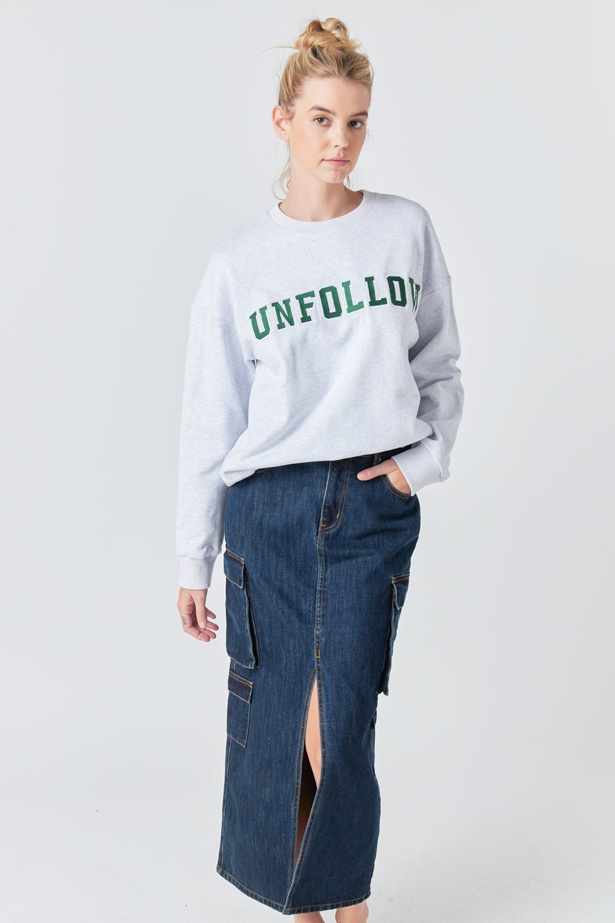 GREY LAB - Letter Patch Sweatshirt - HOODIES & SWEATSHIRTS available at Objectrare