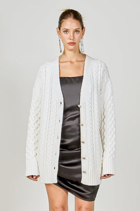 ENDLESS ROSE - Oversized Cable Knit Cardigan - SWEATERS & KNITS available at Objectrare