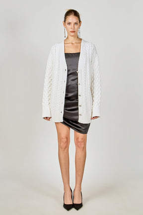 ENDLESS ROSE - Oversized Cable Knit Cardigan - SWEATERS & KNITS available at Objectrare