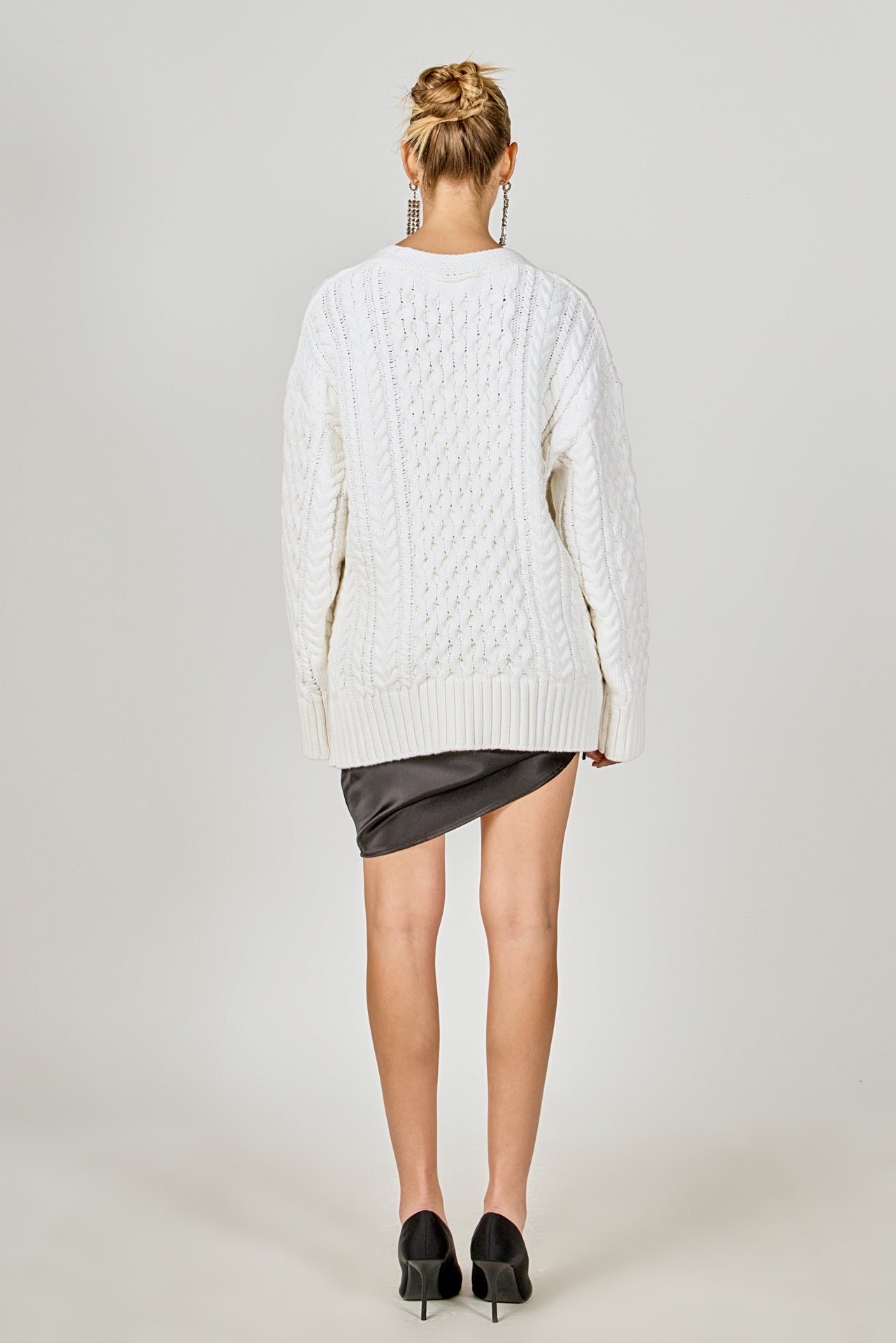 ENDLESS ROSE - Oversized Cable Knit Cardigan - SWEATERS & KNITS available at Objectrare