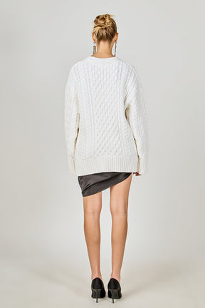 ENDLESS ROSE - Oversized Cable Knit Cardigan - SWEATERS & KNITS available at Objectrare