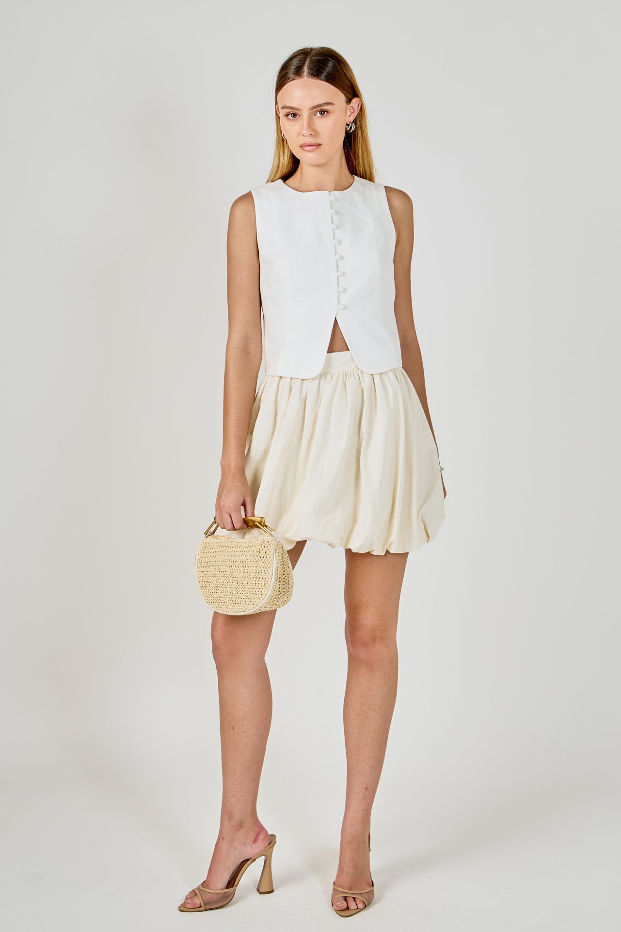 ENDLESS ROSE - Tara Button Up Cotton Linen Vest - TOPS available at Objectrare