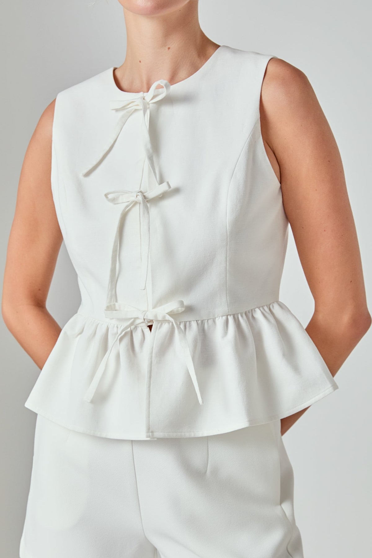 ENDLESS ROSE - Charlotte Sleeveless Peplum Top - TOPS available at Objectrare