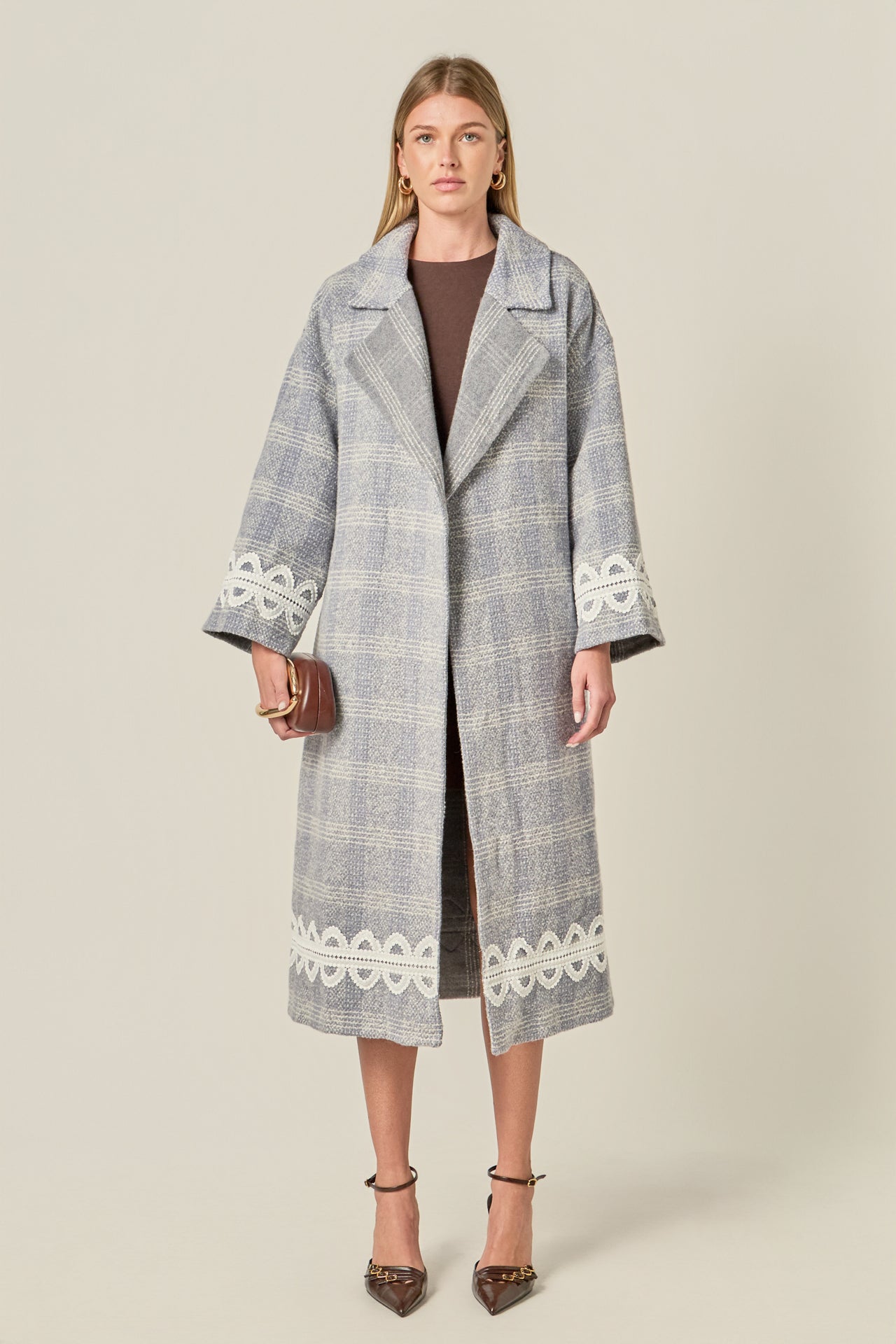 ENGLISH FACTORY - Premium Long Plaid Wrap Coat - COATS available at Objectrare