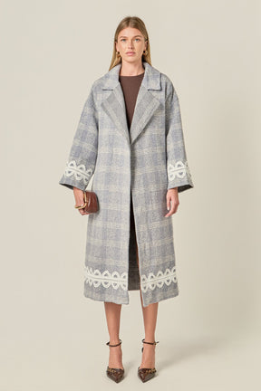 ENGLISH FACTORY - Premium Long Plaid Wrap Coat - COATS available at Objectrare
