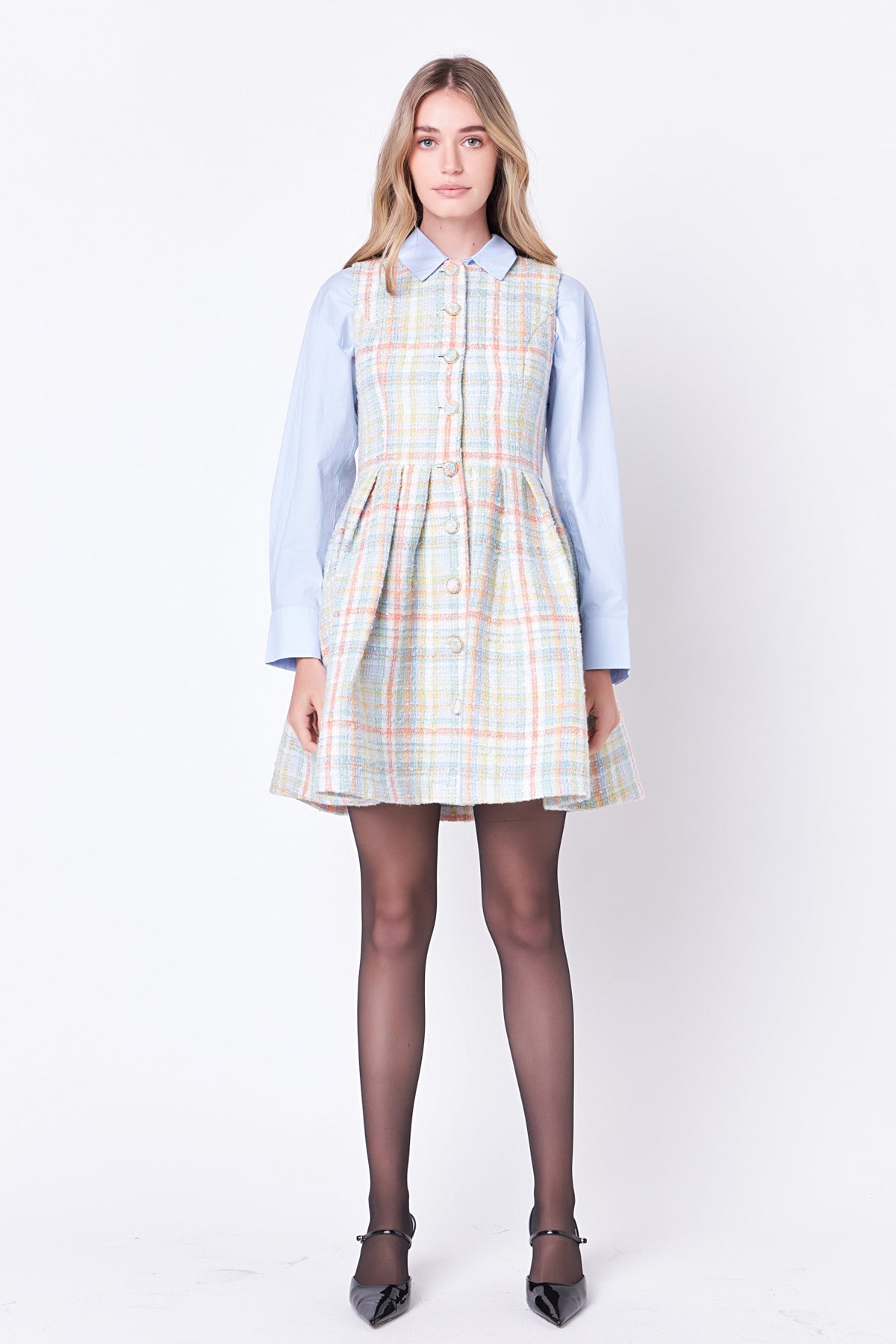 ENGLISH FACTORY - Plaid Boucle Mini Dress - DRESSES available at Objectrare
