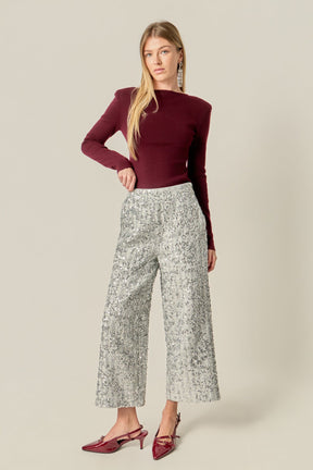 ENGLISH FACTORY - Sequin Tweed Culotte Pants - PANTS available at Objectrare