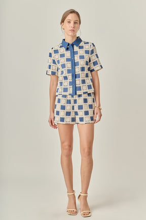 ENGLISH FACTORY - Crochet Patchwork Shorts - SHORTS available at Objectrare