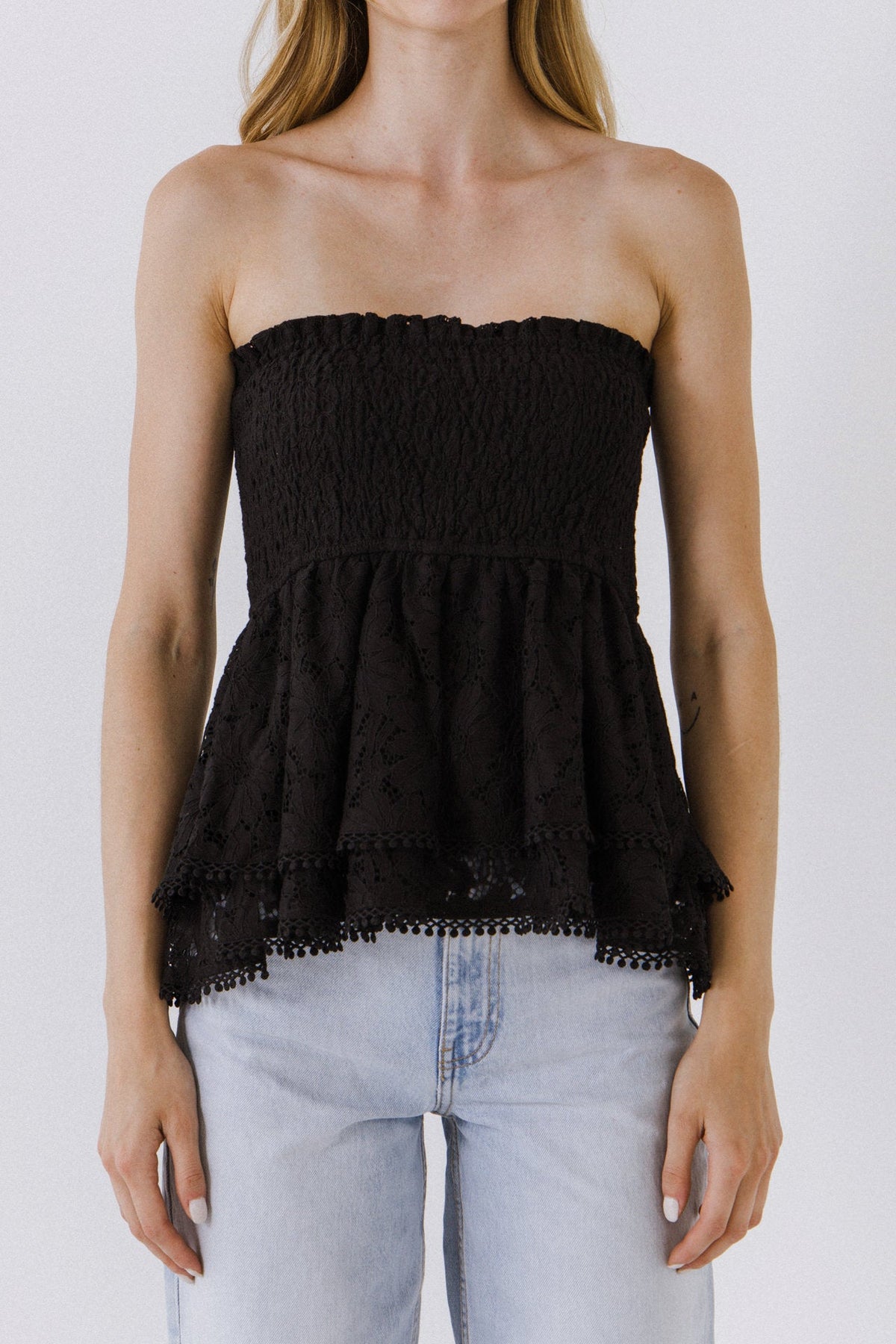 ENDLESS ROSE - Strapless Tube Lace top - TOPS available at Objectrare