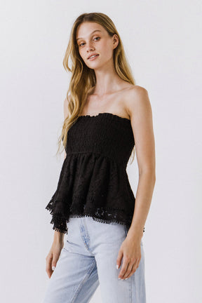 ENDLESS ROSE - Strapless Tube Lace top - TOPS available at Objectrare