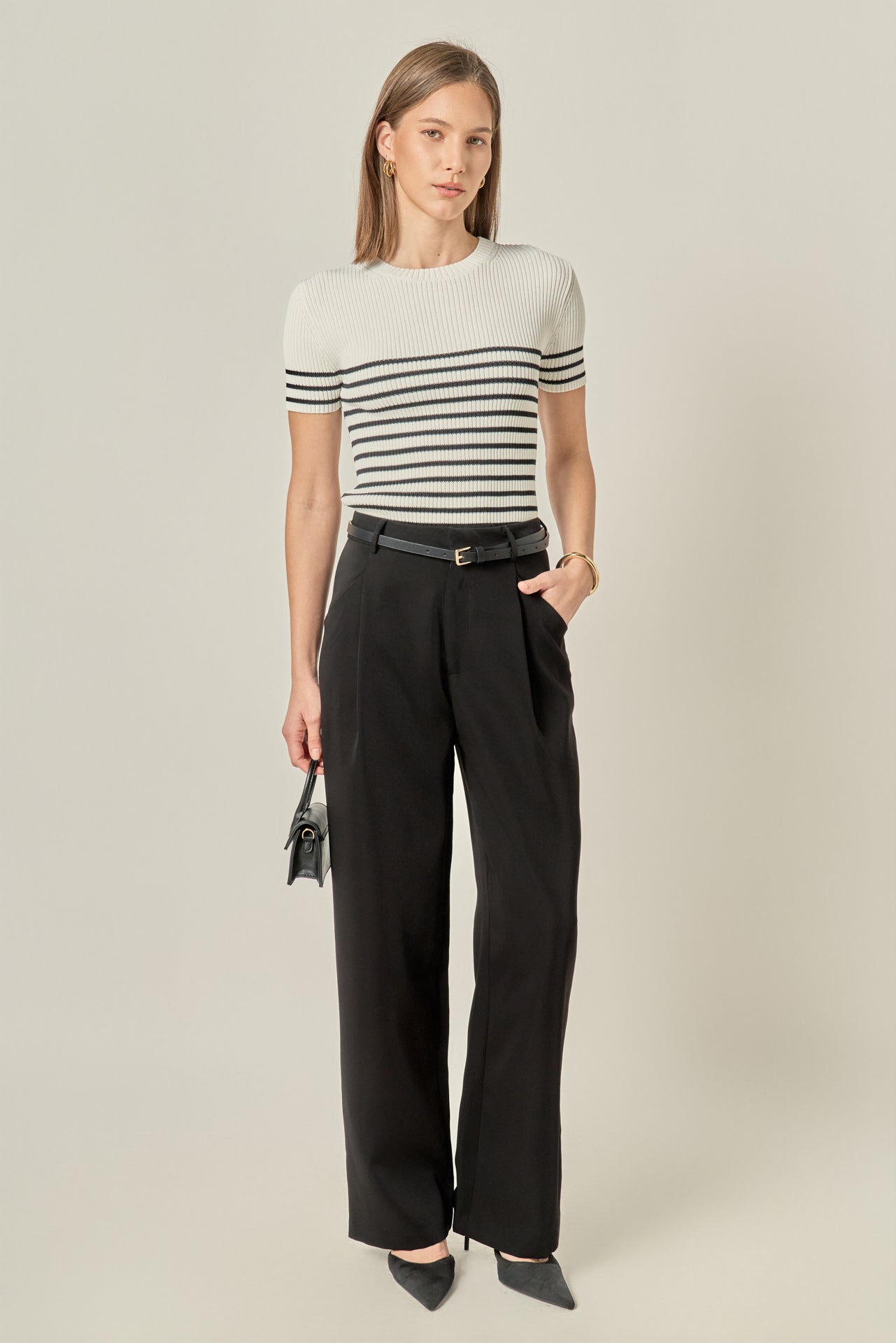 ENGLISH FACTORY - Stripe Fitted Knit Top - TOPS available at Objectrare