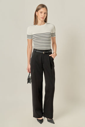 ENGLISH FACTORY - Stripe Fitted Knit Top - TOPS available at Objectrare