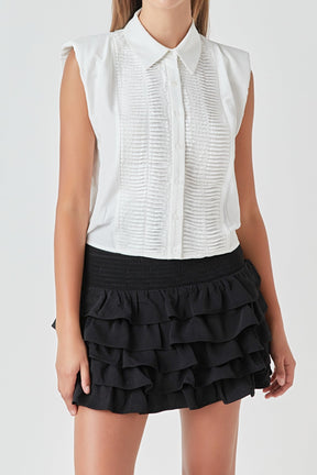 ENDLESS ROSE - Pintuck Details Sleeveless Blouse - SHIRTS & BLOUSES available at Objectrare