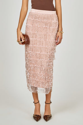 Sequins Tassel Midi Skirt