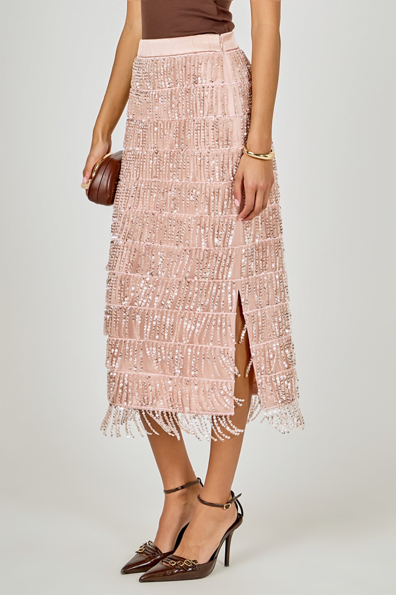 Sequins Tassel Midi Skirt
