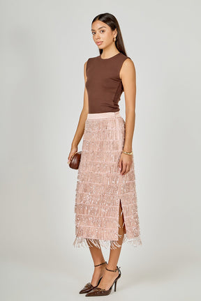 Sequins Tassel Midi Skirt