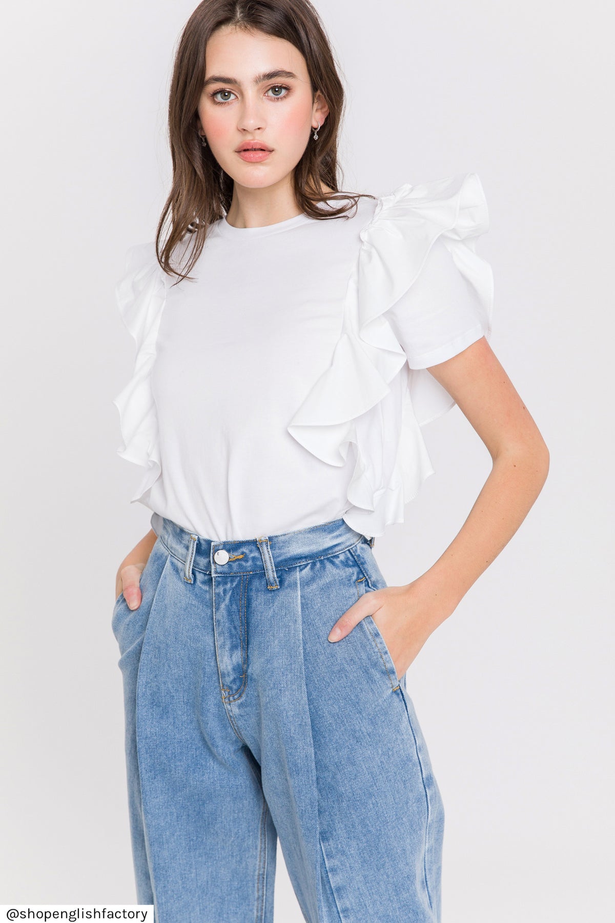 ENGLISH FACTORY - Pleated Mom Jeans - JEANS available at Objectrare