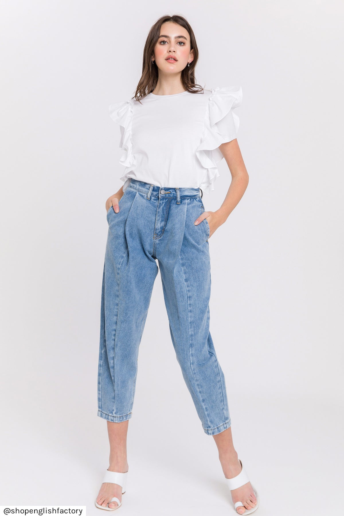 ENGLISH FACTORY - Pleated Mom Jeans - JEANS available at Objectrare