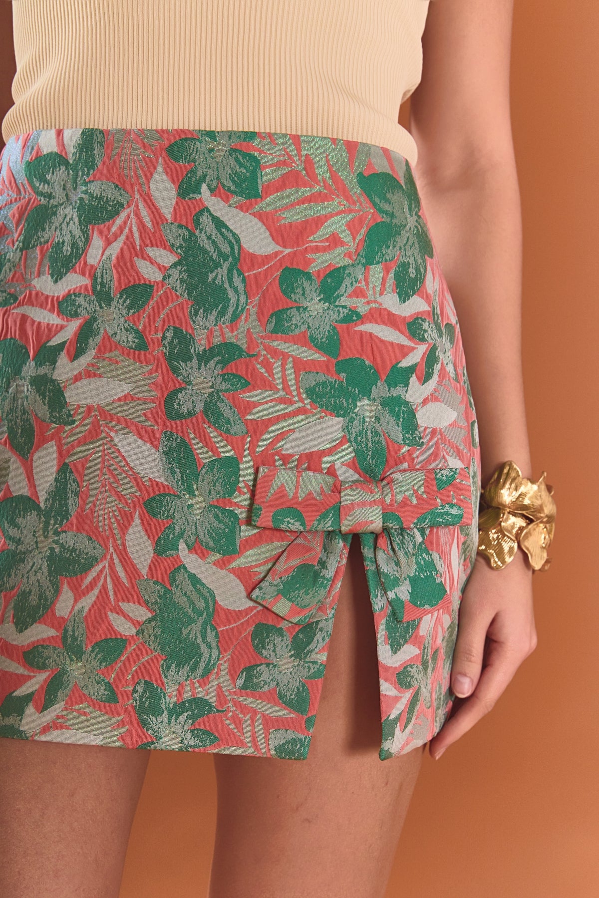 ENDLESS ROSE - Floral Jacquard Mini Skirt - SKIRTS available at Objectrare