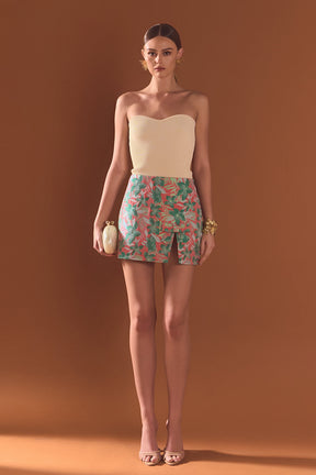 ENDLESS ROSE - Floral Jacquard Mini Skirt - SKIRTS available at Objectrare