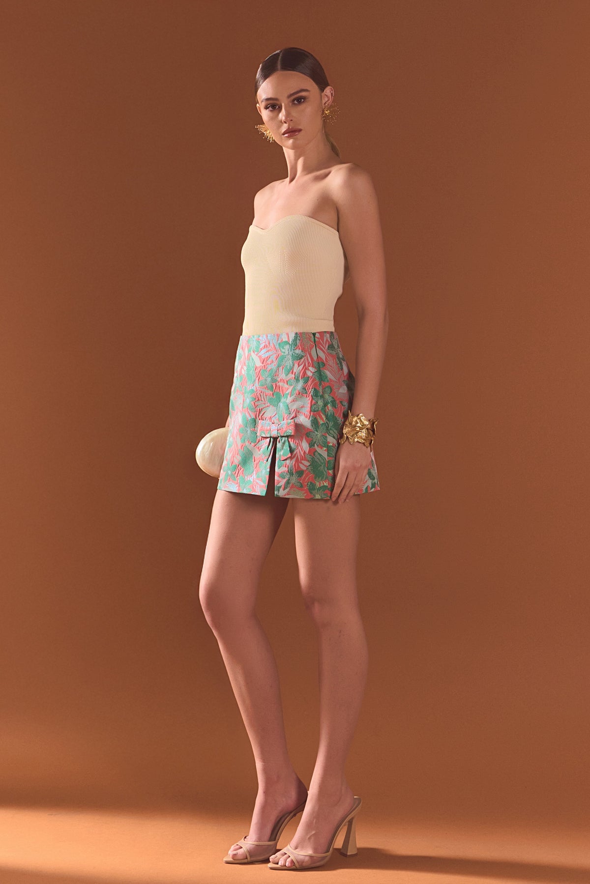 ENDLESS ROSE - Floral Jacquard Mini Skirt - SKIRTS available at Objectrare