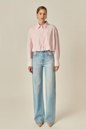 ENGLISH FACTORY - Bubble Hem Long Sleeve Shirt - TOPS available at Objectrare