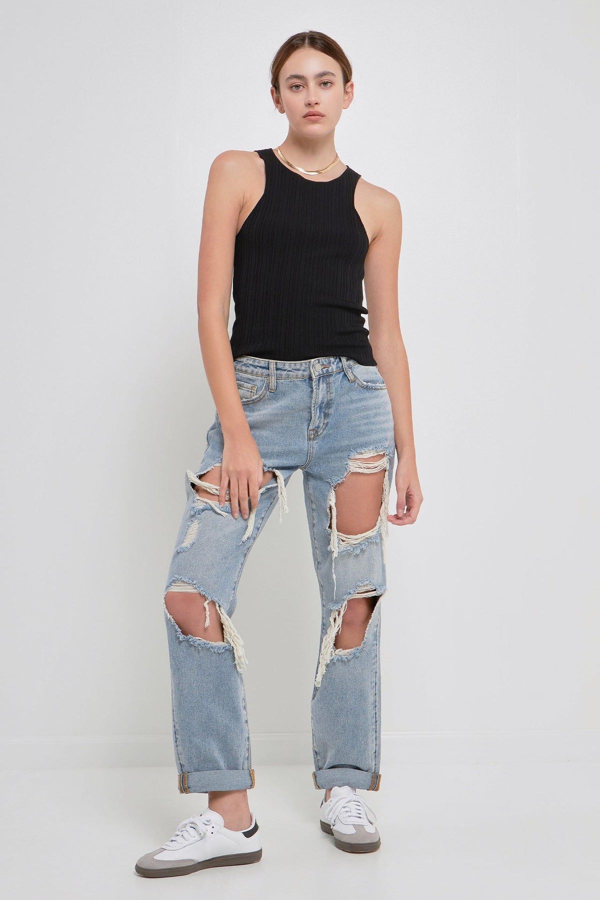 GREY LAB - Ribbed Racer Back Slick Tank - CAMI TOPS & TANK available at Objectrare