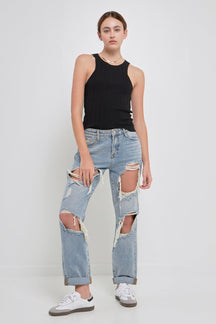 GREY LAB - Ribbed Racer Back Slick Tank - CAMI TOPS & TANK available at Objectrare