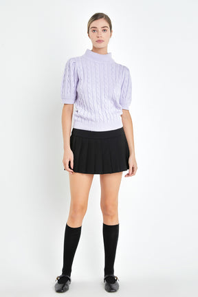 ENGLISH FACTORY - Short-Sleeve Cable-Knit Sweater - TOPS available at Objectrare