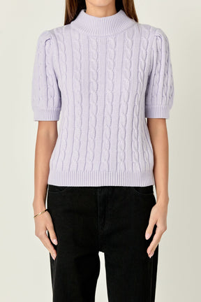 ENGLISH FACTORY - Short-Sleeve Cable-Knit Sweater - TOPS available at Objectrare