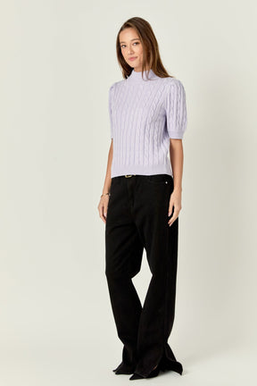 ENGLISH FACTORY - Short-Sleeve Cable-Knit Sweater - TOPS available at Objectrare