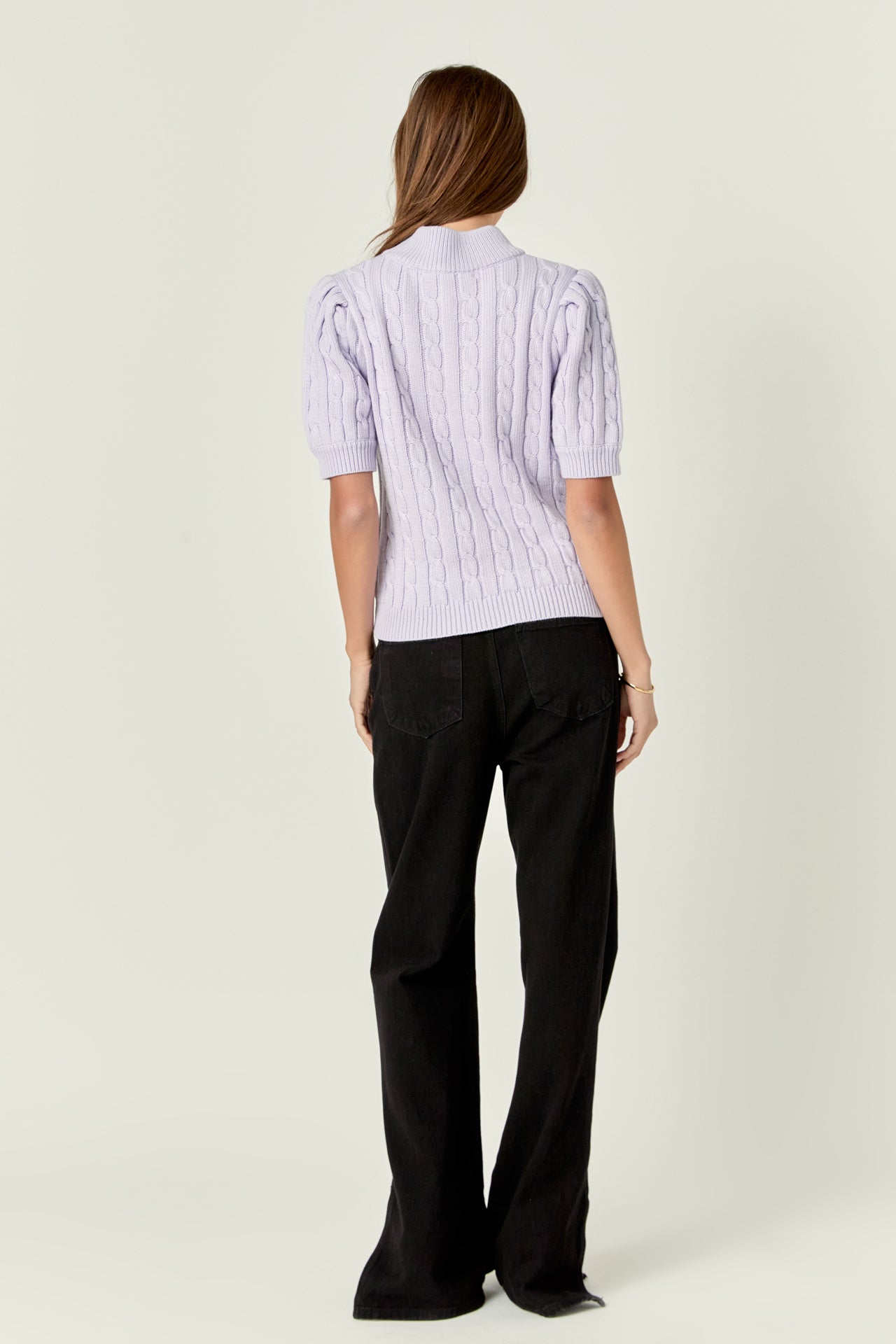 ENGLISH FACTORY - Short-Sleeve Cable-Knit Sweater - TOPS available at Objectrare