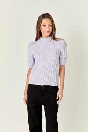 ENGLISH FACTORY - Short-Sleeve Cable-Knit Sweater - TOPS available at Objectrare