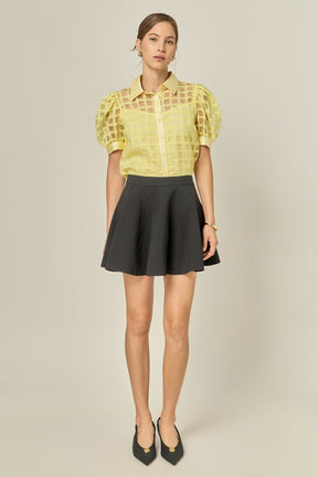 ENGLISH FACTORY - Short Sleeve Organza Grid Blouse - TOPS available at Objectrare