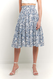 ENDLESS ROSE - Print Linen Midi Skirt - SKIRTS available at Objectrare