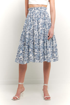 ENDLESS ROSE - Print Linen Midi Skirt - SKIRTS available at Objectrare