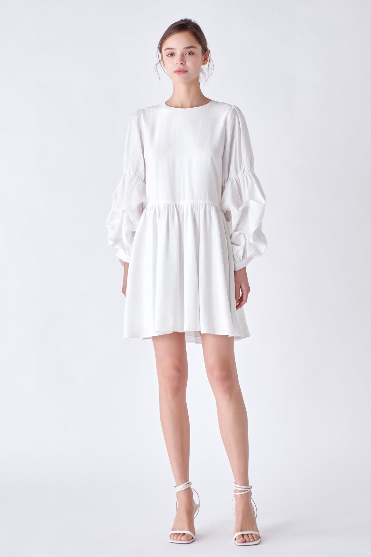 ENGLISH FACTORY - Cinched Puff Sleeve Belted Dress - DRESSES available at Objectrare