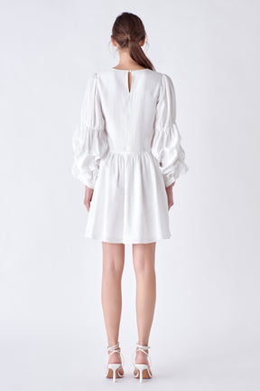 ENGLISH FACTORY - Cinched Puff Sleeve Belted Dress - DRESSES available at Objectrare