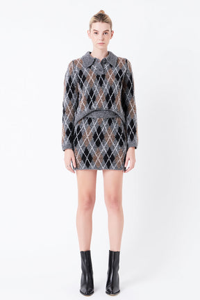 GREY LAB - Argyle Collared Sweater - SWEATERS & KNITS available at Objectrare