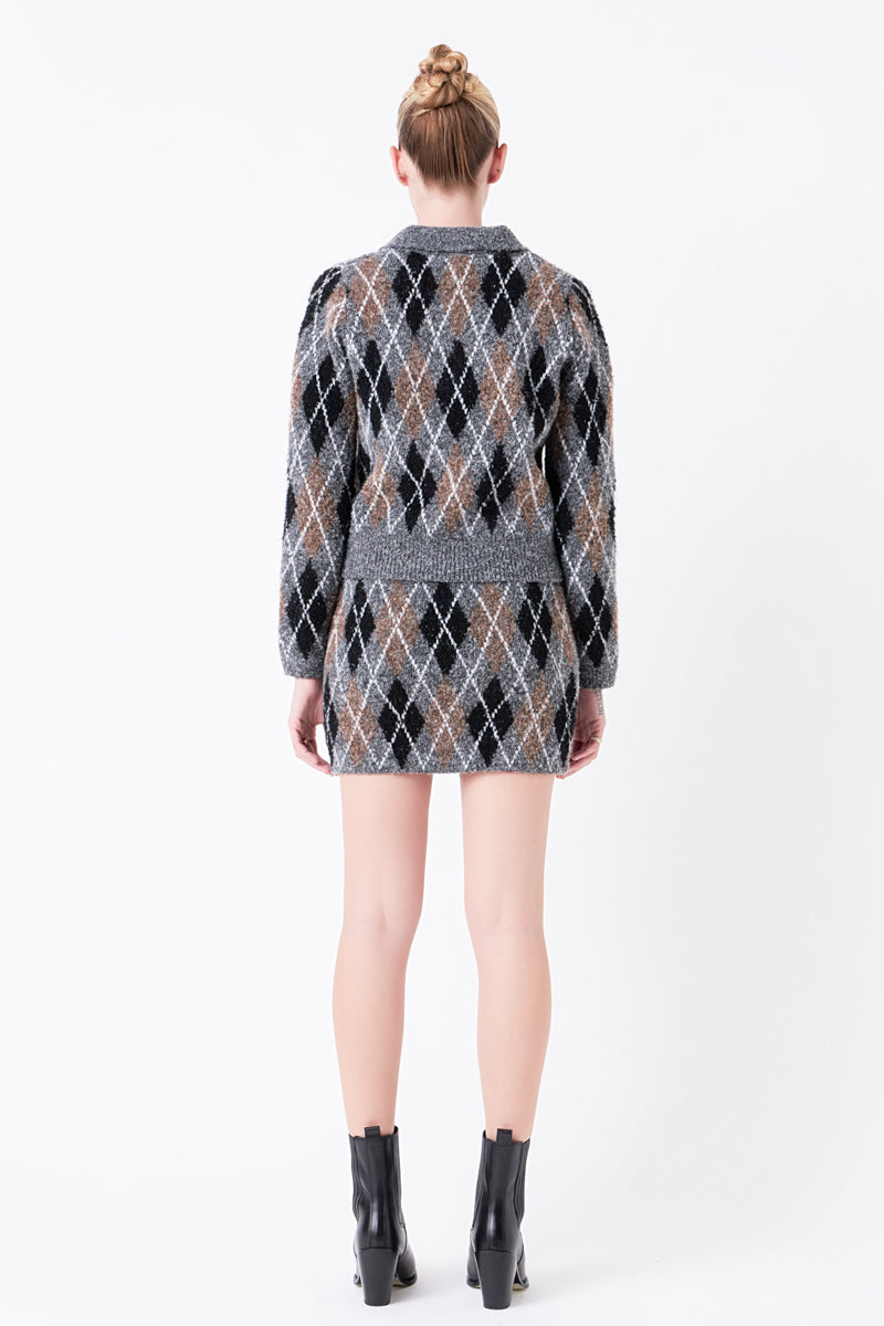 GREY LAB - Argyle Collared Sweater - SWEATERS & KNITS available at Objectrare