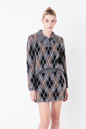 GREY LAB - Argyle Collared Sweater - SWEATERS & KNITS available at Objectrare