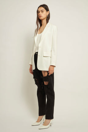 GREY LAB - High-Waisted Ripped Straight Leg Jeans - JEANS available at Objectrare