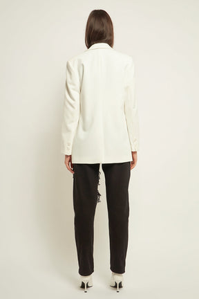 GREY LAB - High-Waisted Ripped Straight Leg Jeans - JEANS available at Objectrare