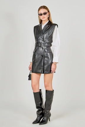 ENDLESS ROSE - Pu Double Breasted Mini Dress - DRESSES available at Objectrare