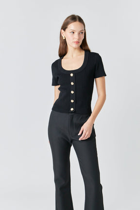 ENDLESS ROSE - Shank Button Knit Top - TOPS available at Objectrare