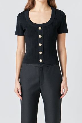 ENDLESS ROSE - Shank Button Knit Top - TOPS available at Objectrare