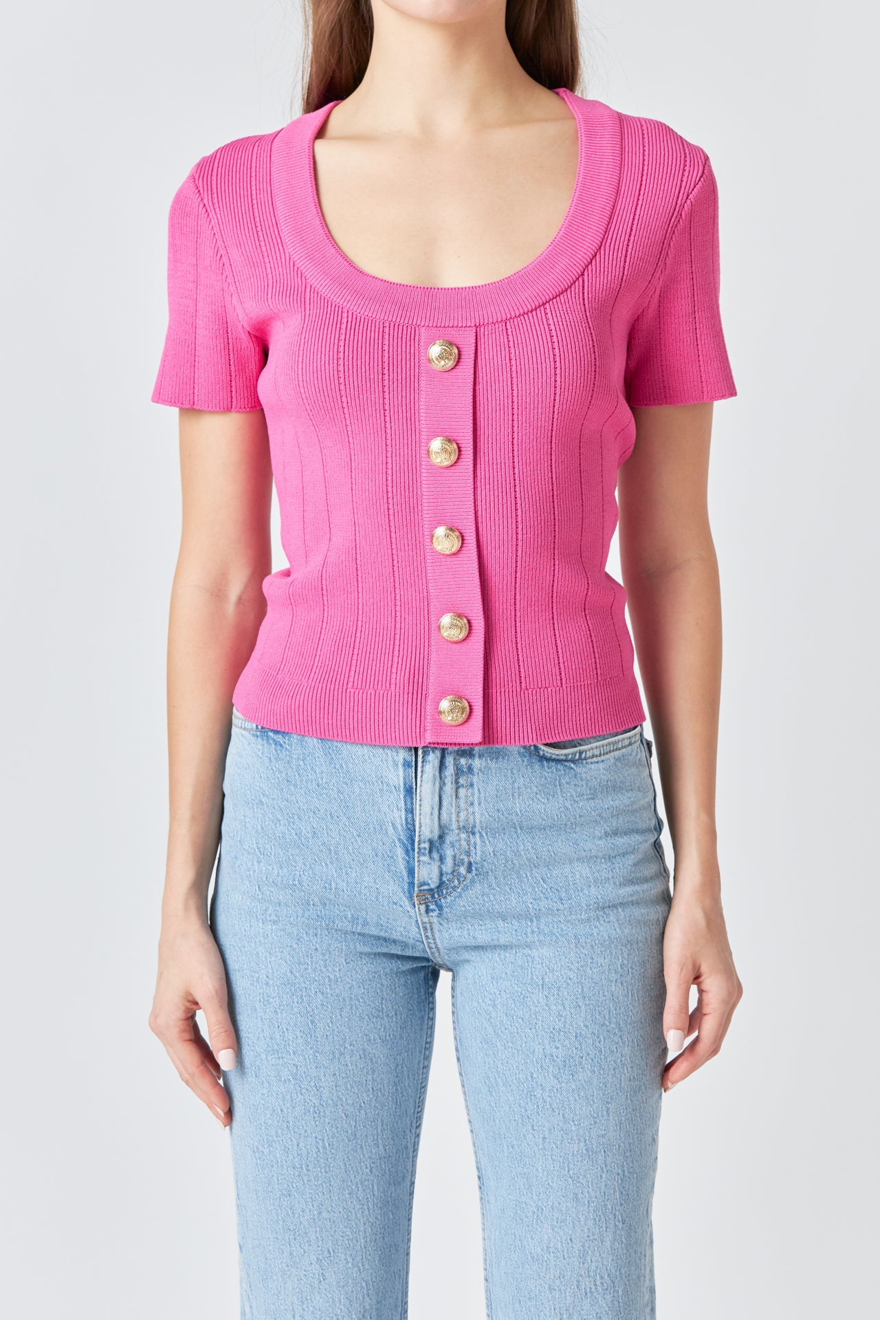 ENDLESS ROSE - Shank Button Knit Top - TOPS available at Objectrare