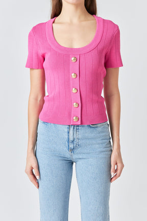 ENDLESS ROSE - Shank Button Knit Top - TOPS available at Objectrare