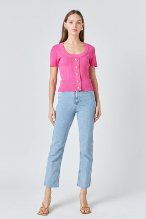 ENDLESS ROSE - Shank Button Knit Top - TOPS available at Objectrare