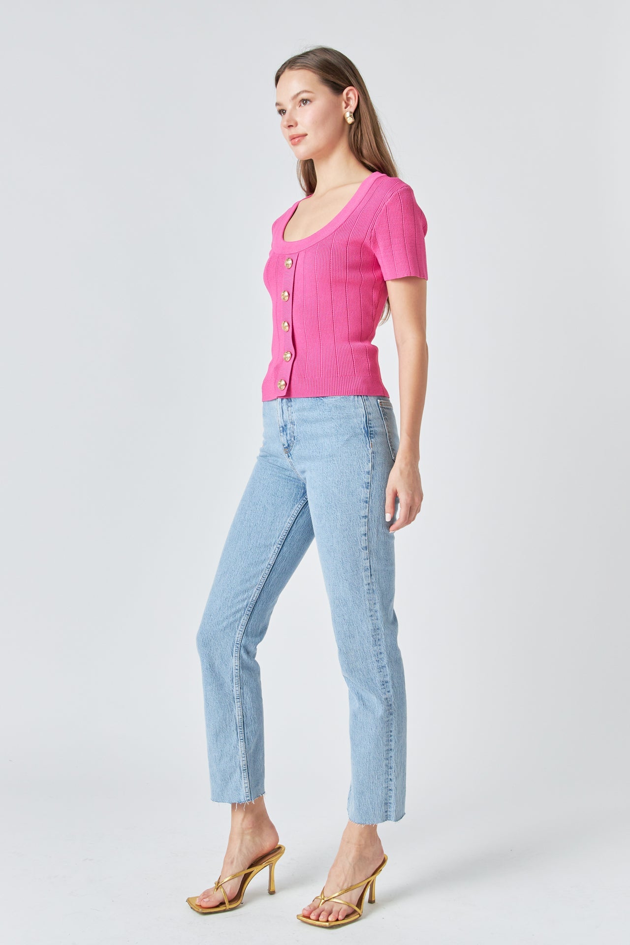 ENDLESS ROSE - Shank Button Knit Top - TOPS available at Objectrare